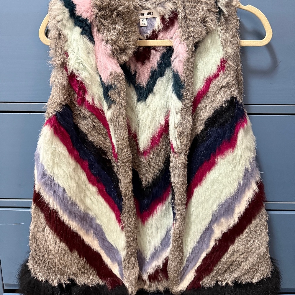 Elizabeth and James Multicolor Rabbit Fur Vest